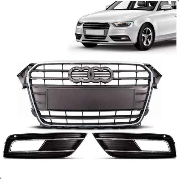 Kit Grade Para Audi A4 2013 2014 2015 Central E Molduras Plástico