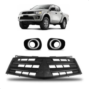 Kit Grades L200 Triton 2012 2013 Cinza Escuro Com Molduras Plástico