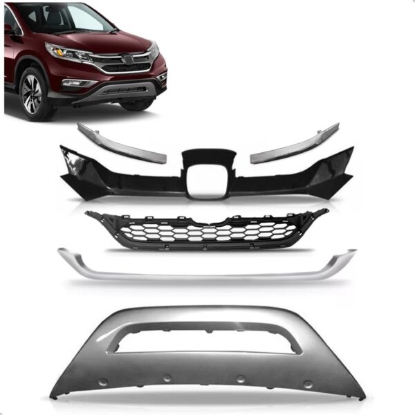 Kit Grades Para Honda Crv 2015 2016 2017 E Aplique Dianteiro Plástico