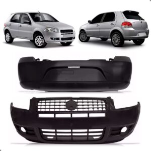 Kit Par Parachoque Palio Elx 2008 2009 Dianteiro E Traseiro Preto