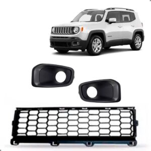 Kit Grades Para Renegade 2015 A 2018 Central Par Molduras Preto Brilhante