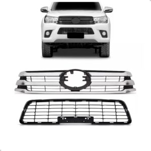 Par Tela Frontal Superior E Inferior Hilux Pickup 2016 2017 Preto