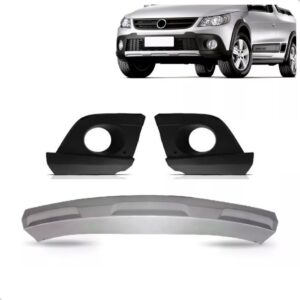 Spoiler Saveiro Cross 2010 2012 2013 Cinza Com Par Molduras Cinza E Preto