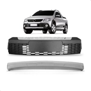 Kit Spoiler Saveiro Cross G5 2009 A 2013 Com Grade Central Preto