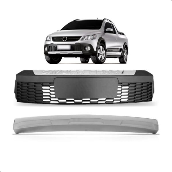 Kit Spoiler Saveiro Cross G5 2009 A 2013 Com Grade Central Preto