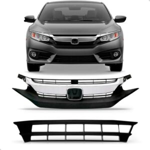 Par Kit Grade Superior Inferior Para Honda Civic 2017 A 2019 Preto
