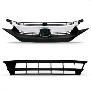 Par Kit Grade Superior Inferior Para Honda Civic 2017 A 2019 Preto