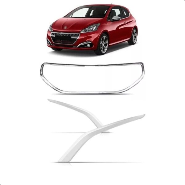 Kit Moldura Para Peugeot 208 Ano 2017 A 2020 Aro Cromado Plástico