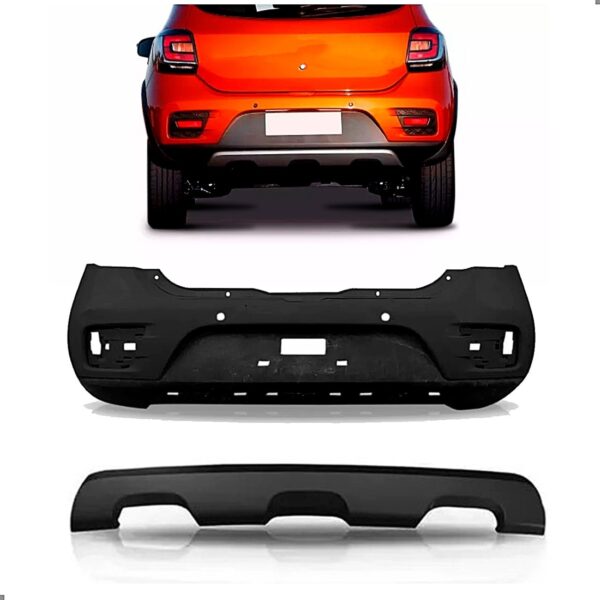 Parachoque Para Stepway 2014 A 2019 Tras Spoiler 1a Linha  Preto
