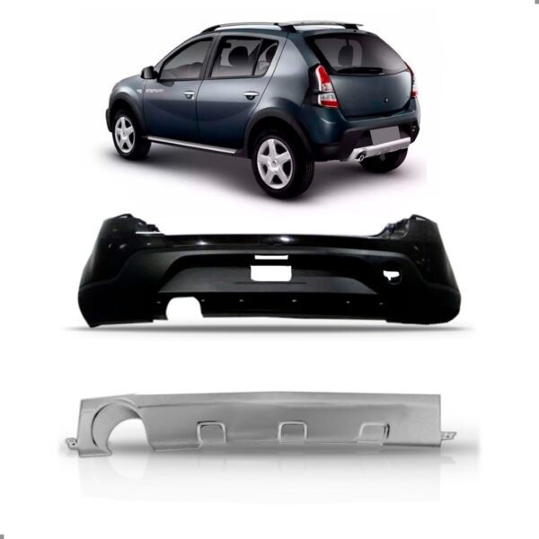 Kit Envolvente Sandero Stepway Traseiro 2008 A 2014 Preto
