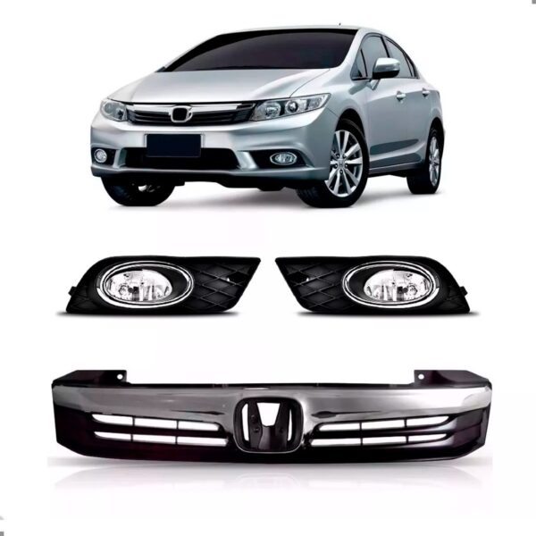 Kit Grades Para Honda Civic 2012 2013 2014 Com Milhas Plástico