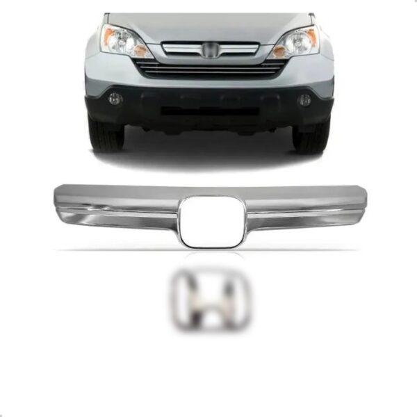 Friso Cromado Grade Para Honda Crv 2007 A 2009 Com Emblema Plástico