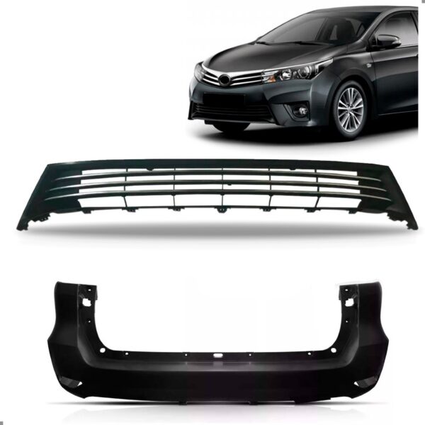 Kit Grade Corolla 2014 15 16 2017 Grade Cromada + Inferior Preto