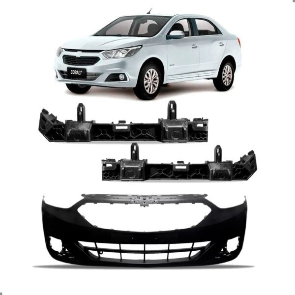 Kit Parachoque Dianteiro Para Cobalt 2017 A 20 Com Par Guias - Preto