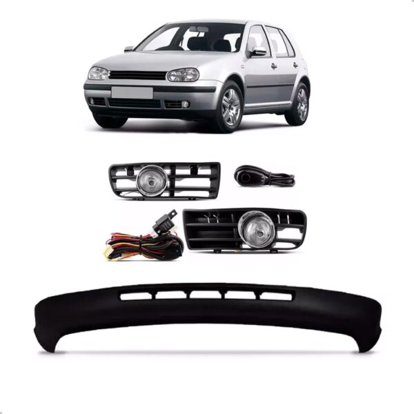 Kit Farol Milha Para Golf 1999 00 01 02 A 2005 Com Spoiler Preto