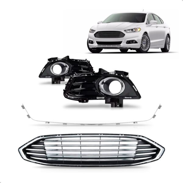 Kit Grades Para Ford Fusion 2013 A 2016 Com Friso Cromado Preto