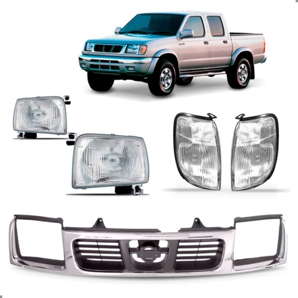 Kit Frente Para Frontier 1998 A 2002 Grade Com Farois Preto