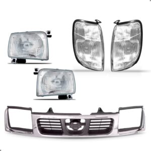 Kit Frente Para Frontier 1998 A 2002 Grade Com Farois Preto