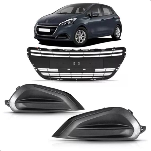 Kit Moldura Para Peugeot 208 Ano 2017 A 2020 Aro Cromado Plástico