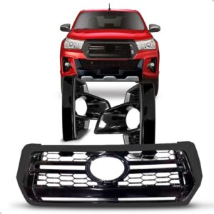 Kit Grade Radiador + Moldura Milha Hilux 2018 A 2020 Preto