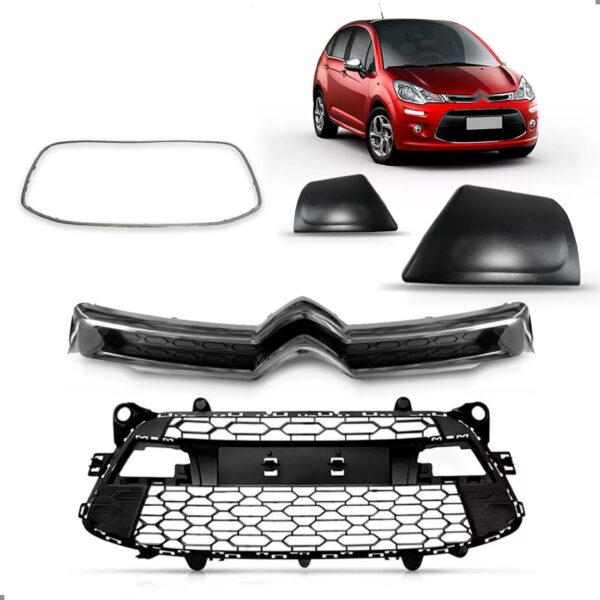 Kit Grade Para Citroen C3 2013 A 2020 Com Friso E Tampa Plástico