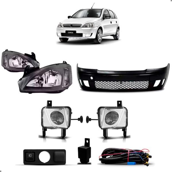 Kit Montana Sport 08 A 12 Farois Com Parachoque E Kit Milha Preto