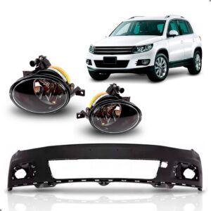 Kit Envolvente Para Tiguan 2012 A 2017 Com Par Farois Milha Preto