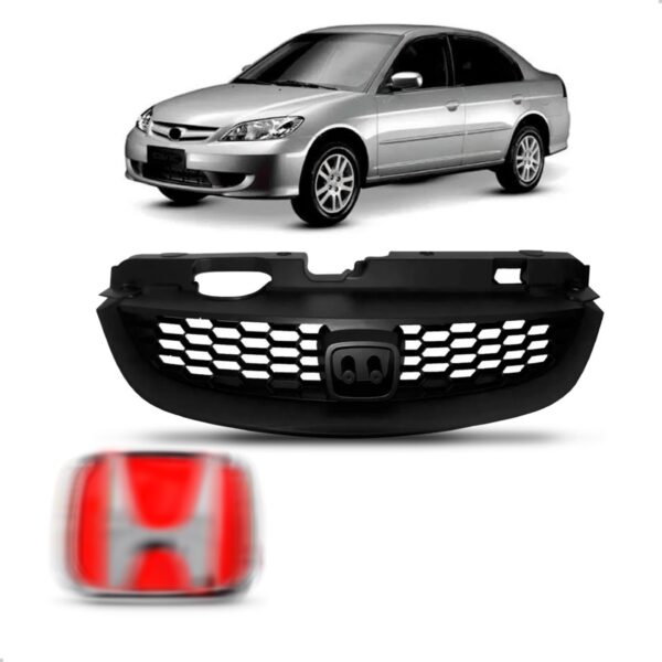 Grade Para Honda Civic Coupe 2004 A 2006 Com Emblema Sport Preto