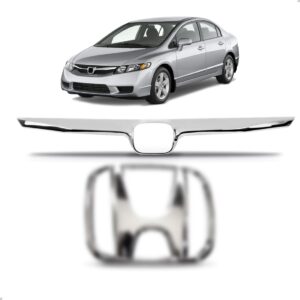 Kit Friso Grade Com Emblema New Civic 2007 2008 Cromado