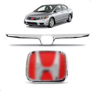 Kit Friso Grade Civic 2007  2008 Crom + Emblema Vermelho