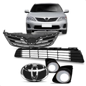 Kit Grade Corolla 2012 2013 + Moldura + Emblema Preto