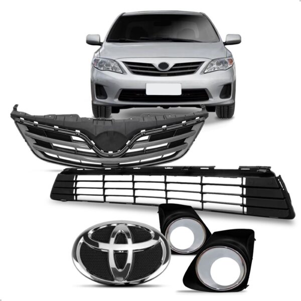 Kit Grade Corolla 2012 2013 + Moldura + Emblema Preto