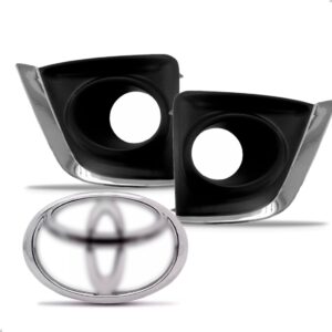 Tela Frontal Central + Moldura Milha + Emblema Corolla 14/17 Preto Cromado