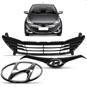 Kit Grade Com Friso Cromado + Emblema Gol G6 2013 A 2016 Preto