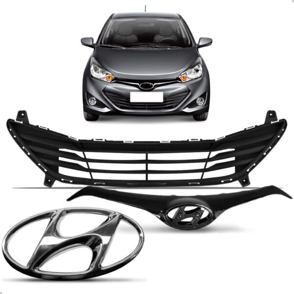 Kit Grade Com Friso Cromado + Emblema Gol G6 2013 A 2016 Preto