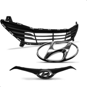 Kit Grade Com Friso Cromado + Emblema Gol G6 2013 A 2016 Preto