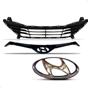 Kit Grade Com Friso Cromado + Emblema Gol G6 2013 A 2016 Preto