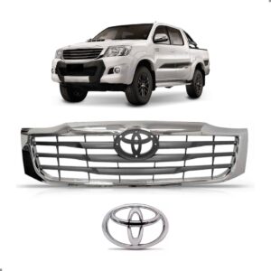 Tela Frontal Para Hilux 2012 2013 14 15 Cromada Com Emblema Preto