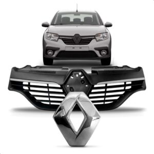 Tela Frontal Com Emblema Sandero 2014 A 2019 Friso Cromado Fosco