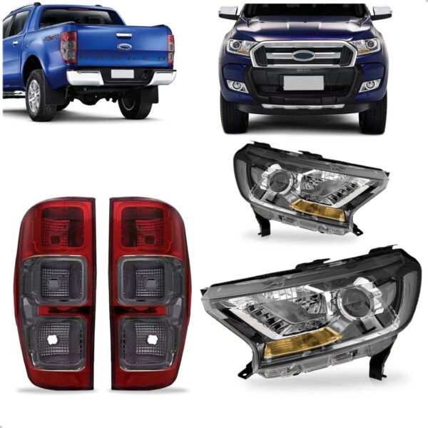 Par Farol Ranger 16 A 2023 Mascara Negra Com Par Sinaleiras Ambos Lados