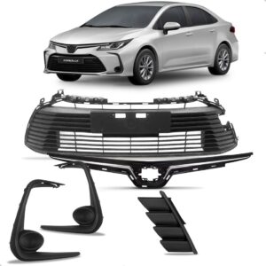 Kit Grade Superior Central + Laterias Corolla 2020 Até 2024 - Preto Cromado