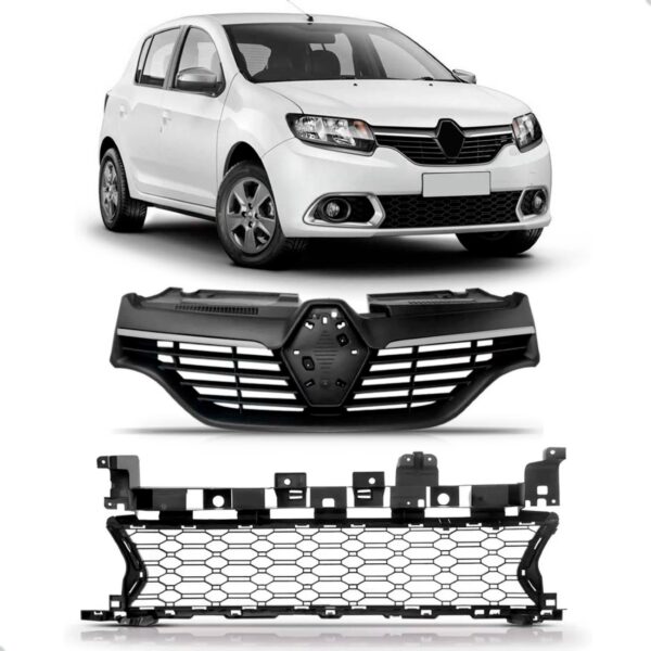 Kit Grade Superior E Inferior Sandero 2015 A 2019 Preto