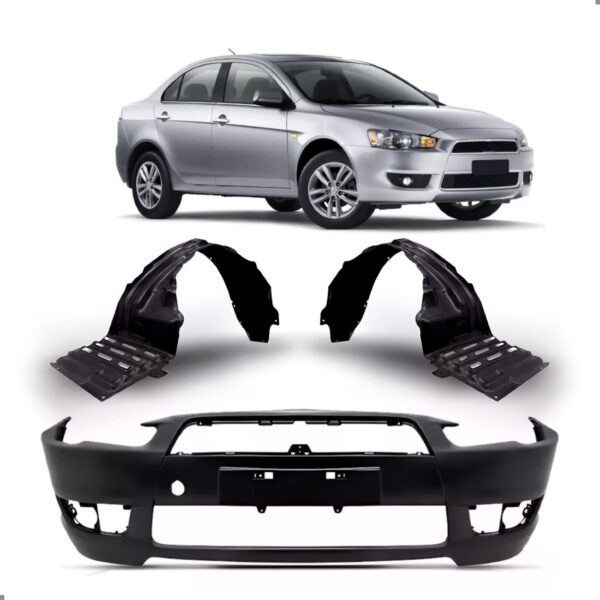 Kit Parachoque Para Lancer 2008 A 2019 Com Par Parabarros Preto