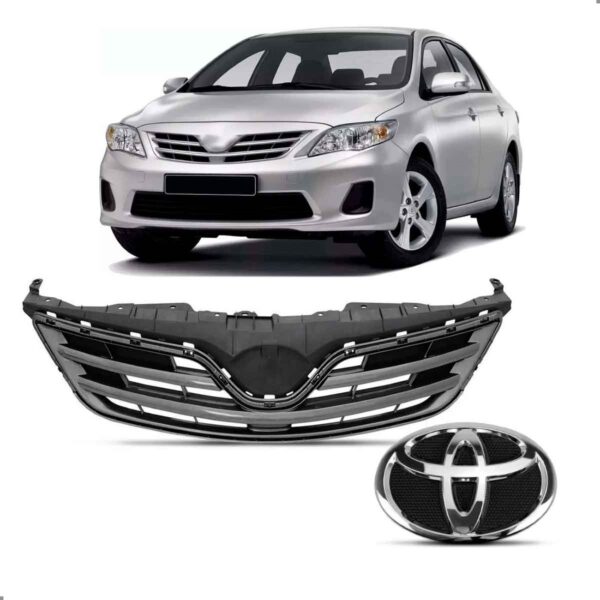 Grade Radiador Corolla 12 13 Para Altis Cromada Com Emblema Cromado