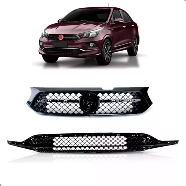 Par De Grade Para Fiat Cronos 20 19 18 Superior E Inferior Black Piano