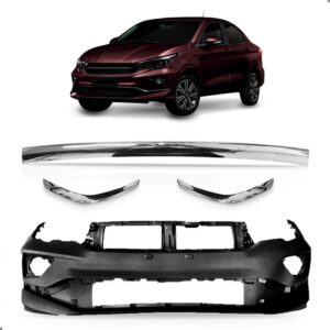 Kit Parachoque Para Fiat Cronos 2017 A 2020 Com Frisos Preto