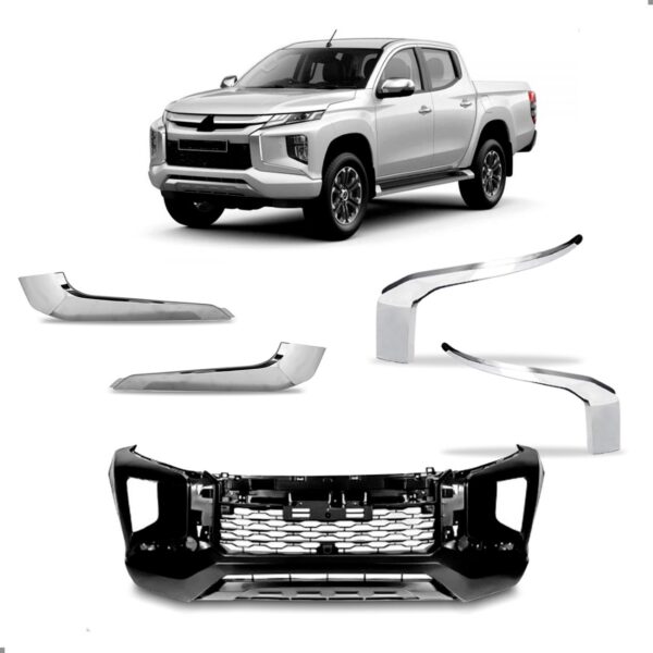 Kit Envolvente Para L200 Triton 2021 A 2024 C/ Grade Frisos Preto