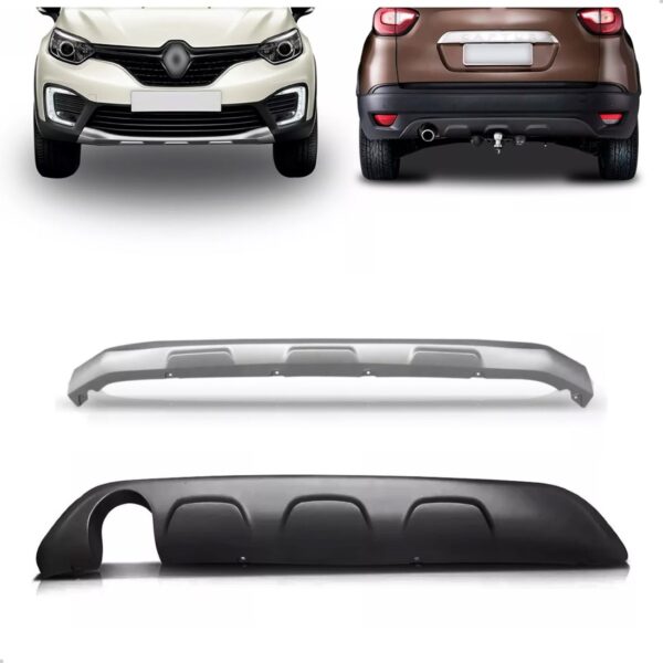 Kit Molduras Para Captur 2017 A 2021 Dianteira E Traseira Preto E Cinza