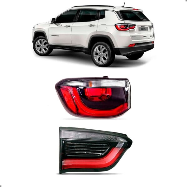 Par Sinaleira P/ Jeep Compass 17 A 21 Canto E Tampa Esquerd Esquerdo/motorista Vermelho