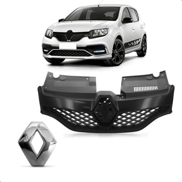 Kit Grade Sandero Rs Sport Colméia 2015 A 2019 Com Emblema Preto